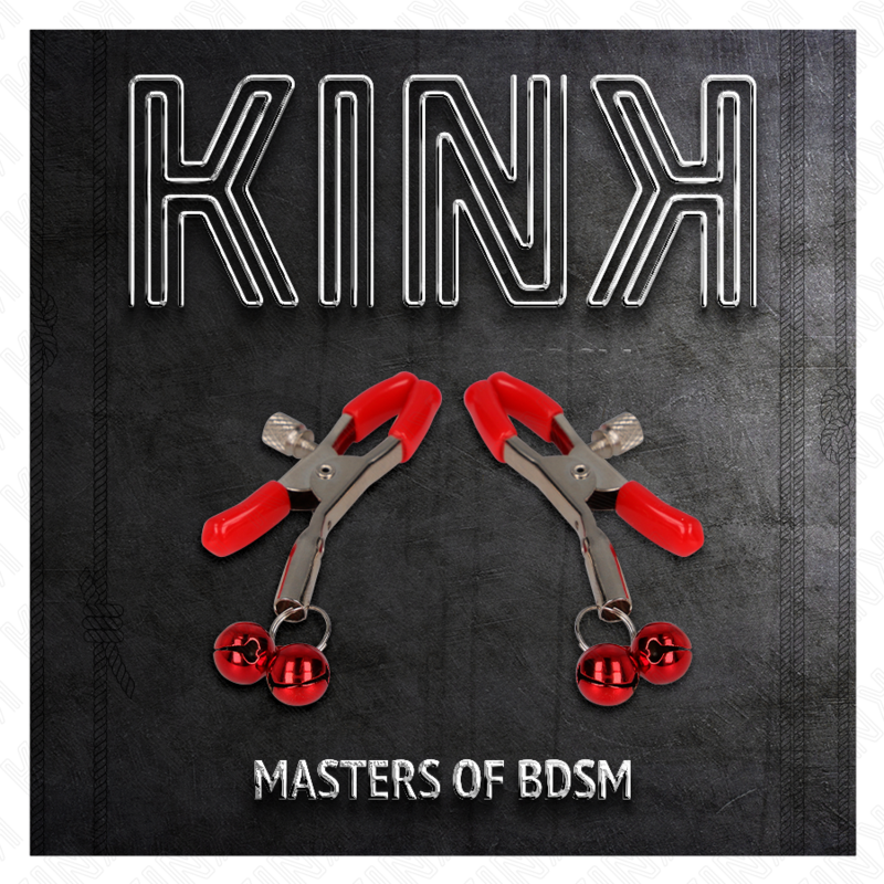 KINK - PINZAS PARA PEZONES ROJAS CON DOBLE CAMPANILLA ROJO 6 CM - Imagen 3
