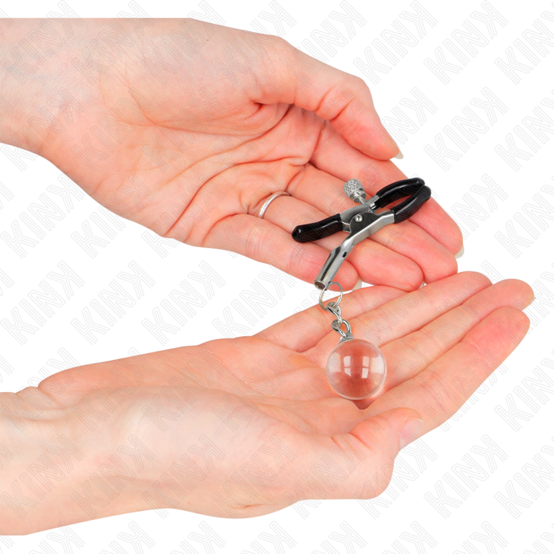 KINK - PINZAS PARA PEZONES PLATEADAS CON COLGANTE DE VIDRIO 6 CM - Imagen 2