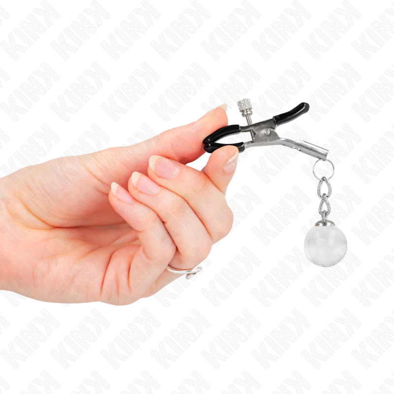 KINK - PINZAS PARA PEZONES PLATEADAS CON COLGANTE DE VIDRIO 6 CM - Imagen 3