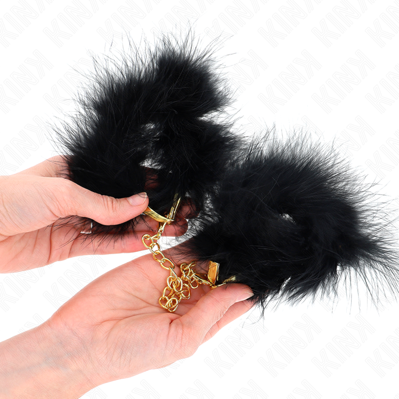KINK - ESPOSAS DE PLUMAS NEGRO CON CADENA DORADA MODELO 2 - Imagen 4