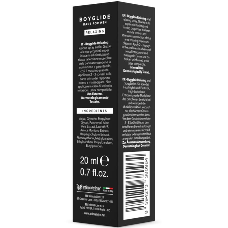 INTIMATELINE - BOYGLIDE ANAL RELAJANTE ANAL SPRAY 20 ML - Imagen 4