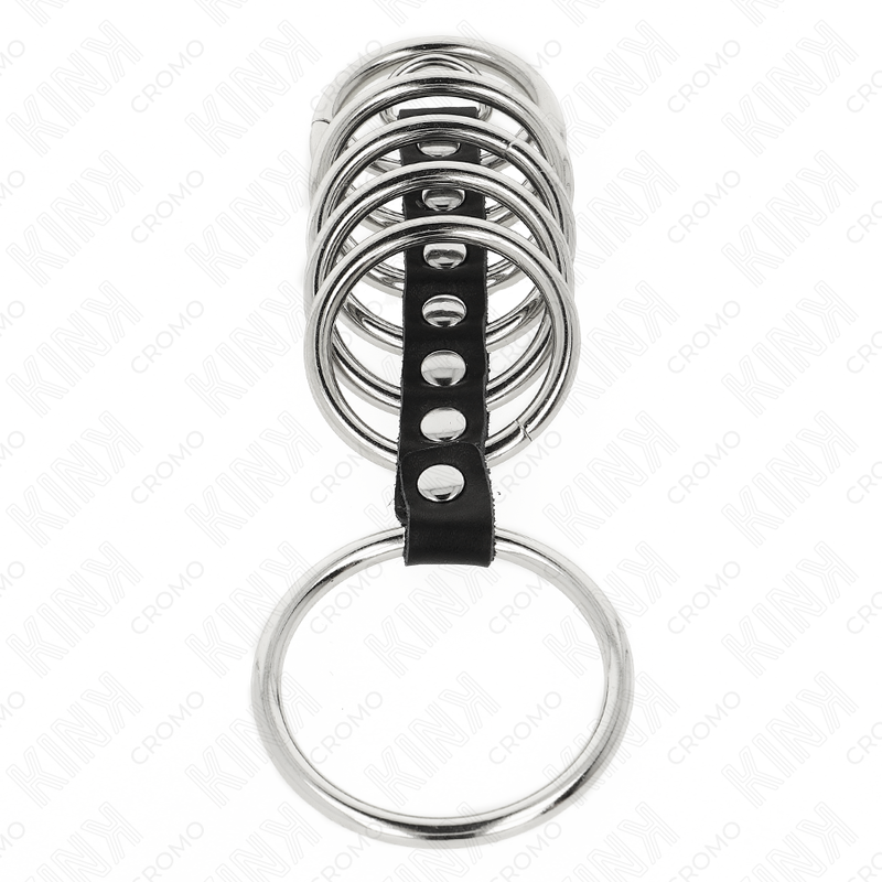 KINK - 7 ANILLOS PENE METAL 3.2 CM A 5 CM CONECTADOS POR POLIPIEL - Imagen 2