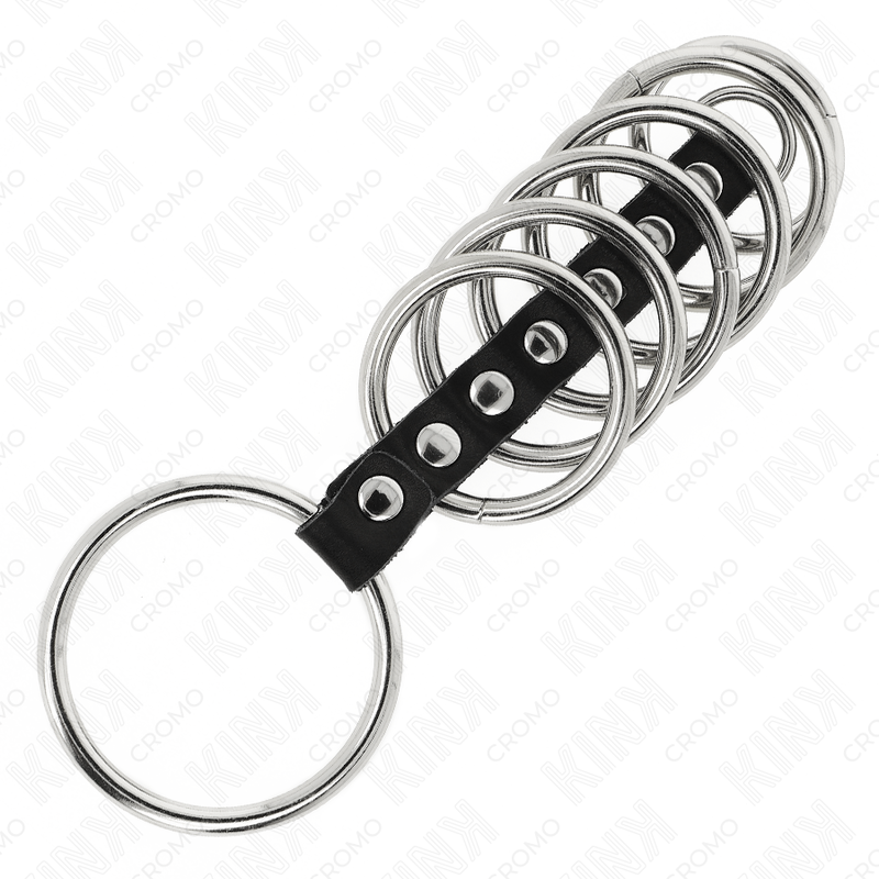 KINK - 7 ANILLOS PENE METAL 3.2 CM A 5 CM CONECTADOS POR POLIPIEL - Imagen 3