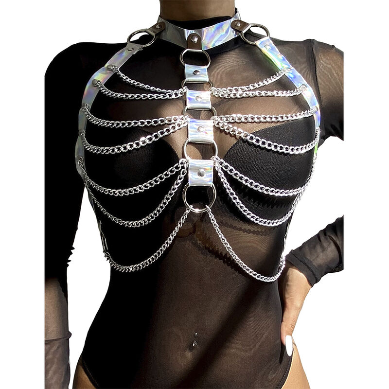 SUBBLIME - 953737 ARNÉS DE PECHO CON ANILLOS Y CADENAS PLATA TALLA ÚNICA - Imagen 8
