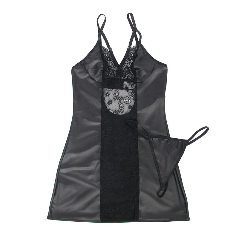 SUBBLIME - 954161 VESTIDO + TANGA CUERO NEGRO S/M - Imagen 7