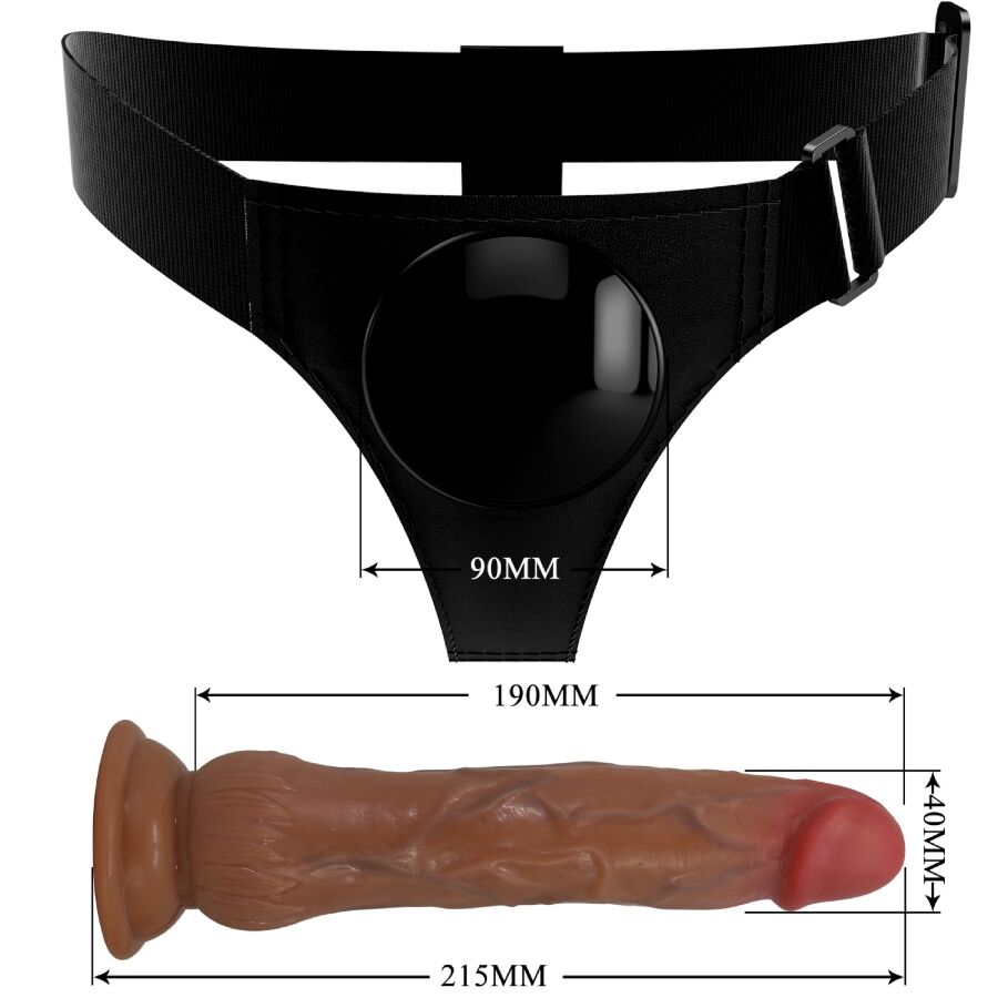 PRETTY LOVE - KYTON HARNESS BRIEFS UNIVERSAL CON DILDO SQUIRTING 19 CM MULATO - Imagen 8