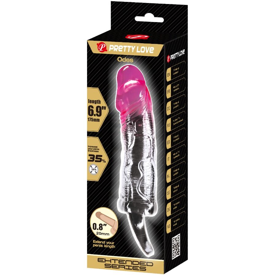 PRETTY LOVE - ODES FUNDA REALÍSTICA ALARGADORA DE 2 CM PARA PENE ROSA - Imagen 5
