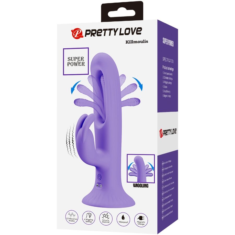 PRETTY LOVE - KILLMOULIS VIBRADOR RABBIT 12 MODOS DE VIBRACIÓN MORADO - Imagen 4