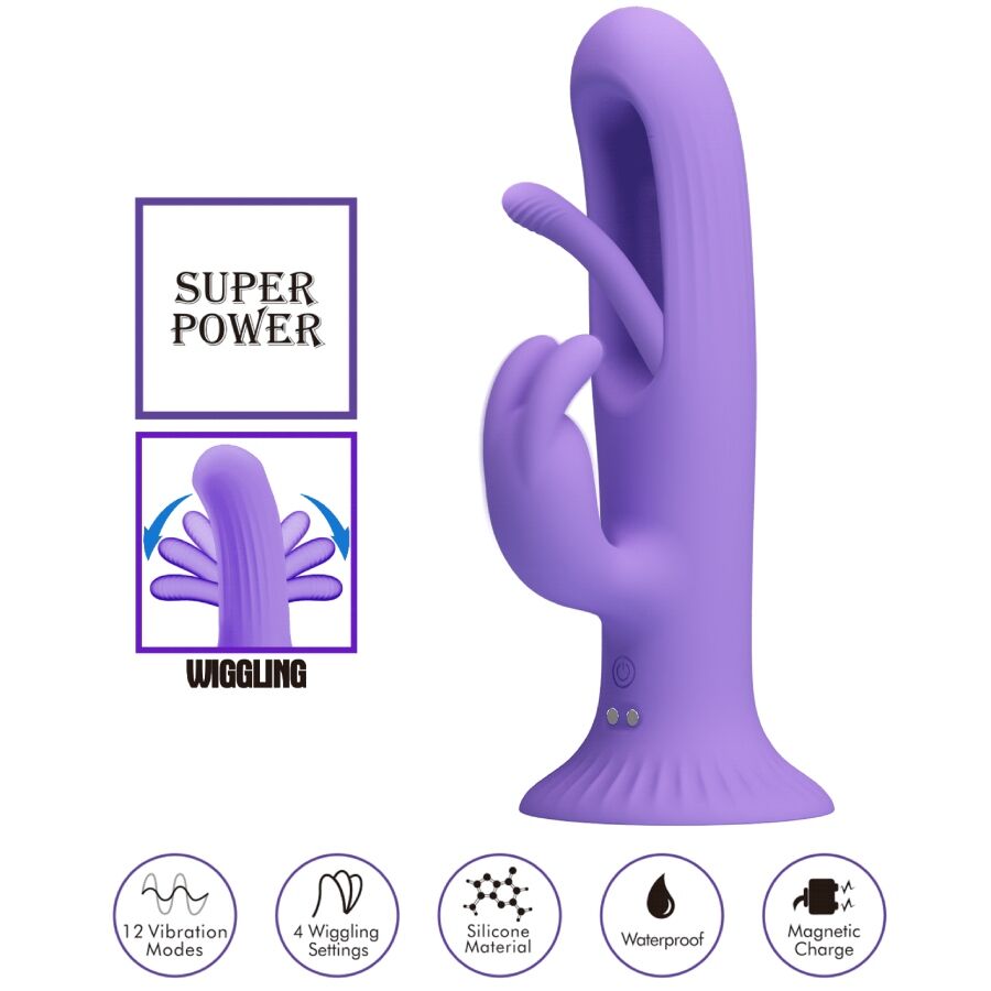 PRETTY LOVE - KILLMOULIS VIBRADOR RABBIT 12 MODOS DE VIBRACIÓN MORADO - Imagen 9
