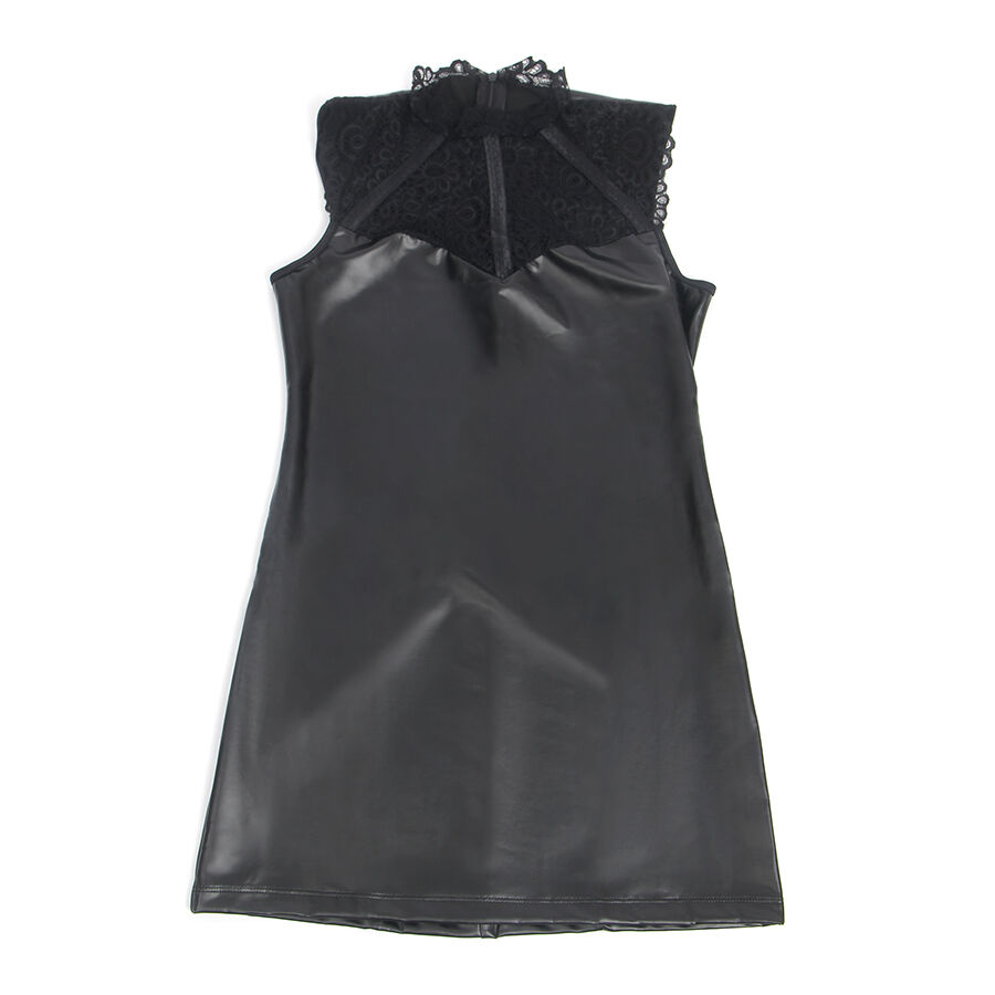 SUBBLIME - 957544 VESTIDO DE CUERO CON CUELLO DE ENCAJE NEGRO S/M - Imagen 2