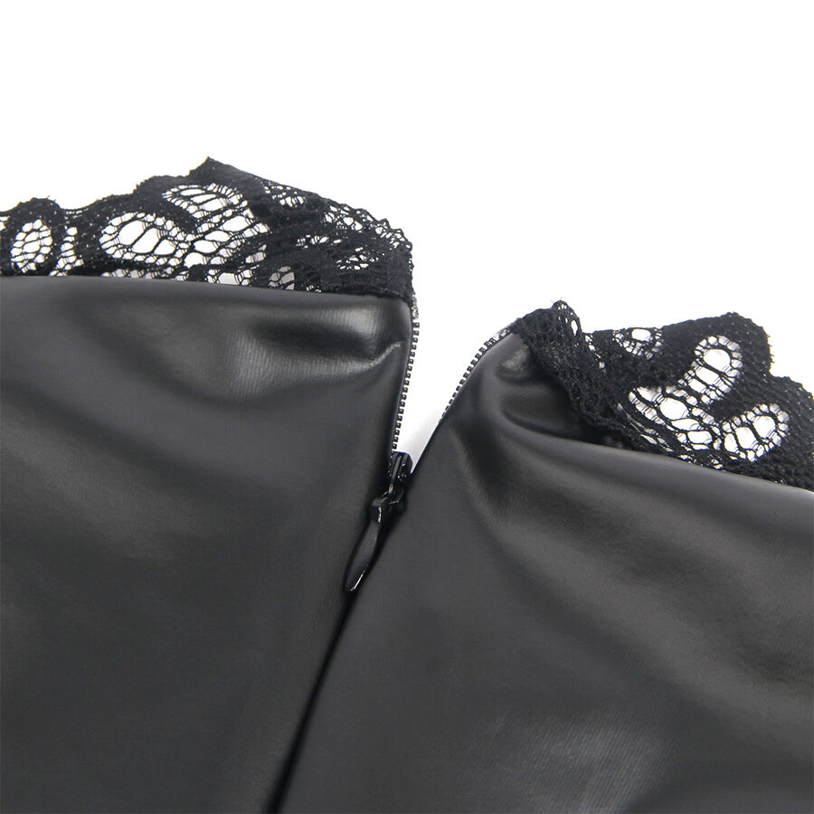 SUBBLIME - 957551 VESTIDO DE CUERO CON CUELLO DE ENCAJE NEGRO L/XL - Imagen 6