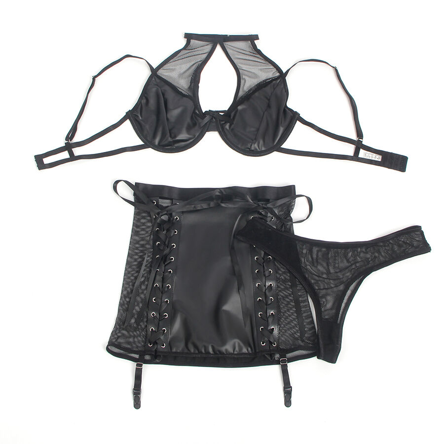 SUBBLIME - 957599 CONJUNTO SUJETADOR Y FALDA DE CUERO NEGRO L/XL - Imagen 4