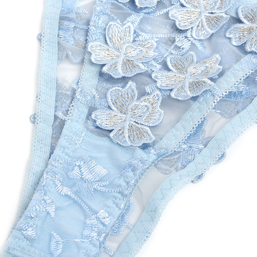 SUBBLIME - 957636 CONJUNTO SUJETADOR Y PANTIES CON BORDADOS DE FLORES CELESTE L/XL - Imagen 10
