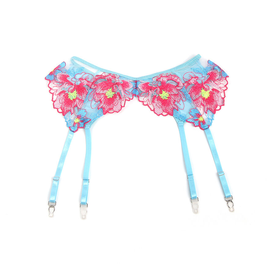 SUBBLIME - 957643 CONJUNTO SUJETADOR Y LIGUERO CON BORDADOS DE FLORES ROSAS S/M - Imagen 2