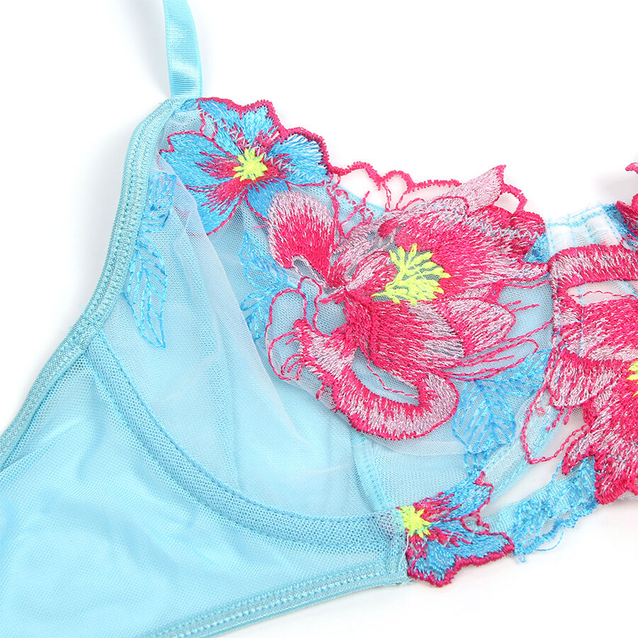 SUBBLIME - 957650 CONJUNTO SUJETADOR Y LIGUERO CON BORDADOS DE FLORES ROSAS L/XL - Imagen 11