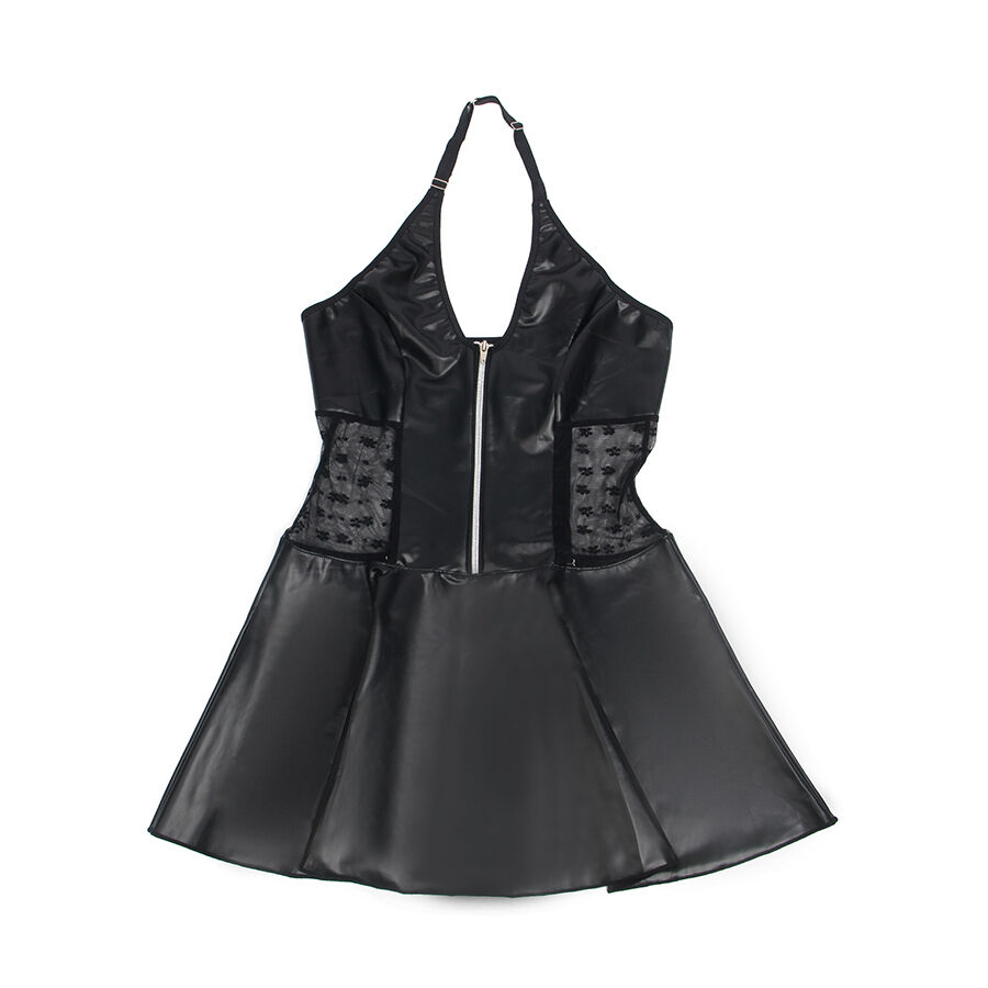 SUBBLIME - 957704 VESTIDO DE CUERO CON CREMALLERA Y ENCAJE NEGRO S/M - Imagen 5