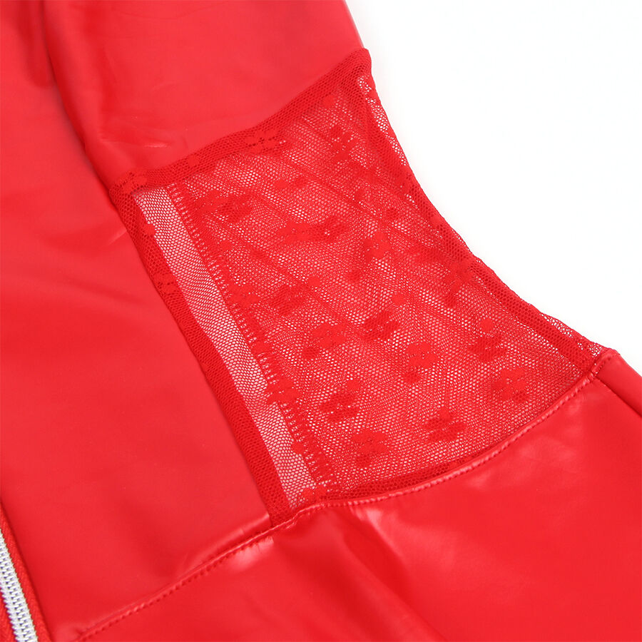 SUBBLIME - 957728 VESTIDO DE CUERO CON CREMALLERA Y ENCAJE ROJO S/M - Imagen 5
