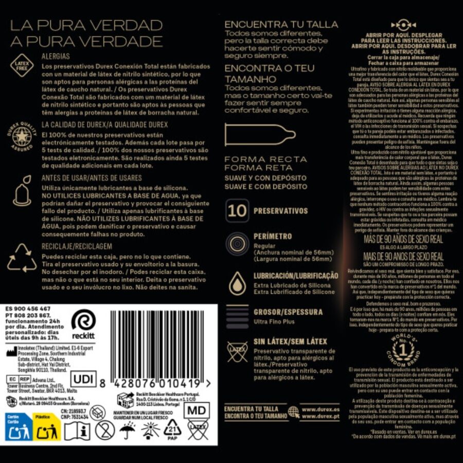 DUREX - CONEXIÓN TOTAL ULTRA FINO PLUS SIN LÁTEX 10 UNIDADES - Image 4