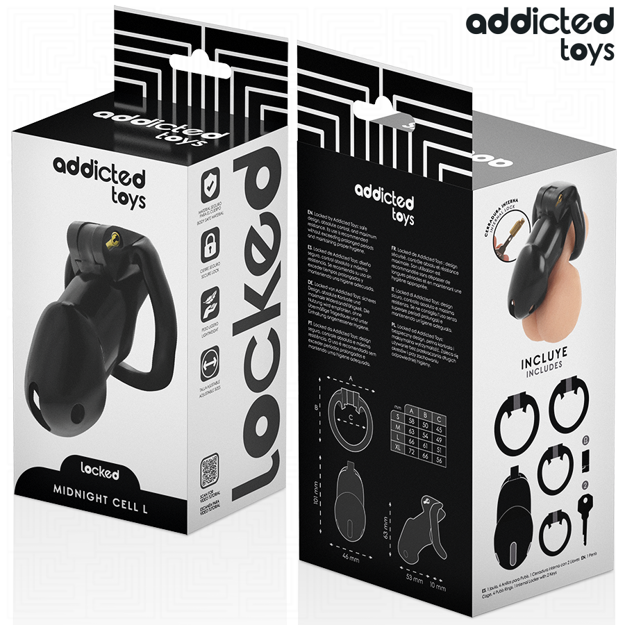 ADDICTED TOYS LOCKED - MINDNIGHT CELL JAULA PARA PENE TALLA L - Imagen 7
