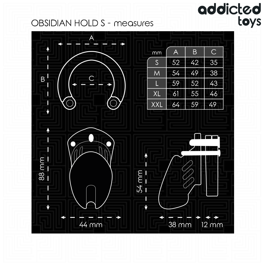 ADDICTED TOYS LOCKED - OBSIDIAN HOLD JAULA PARA PENE TALLA S - Imagen 2