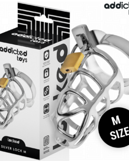 ADDICTED TOYS LOCKED - SILVER LOCK JAULA PARA PENE DE METAL TALLA M