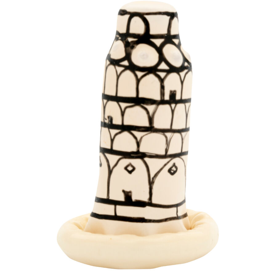CONDOMERIE - PRESERVATIVO DECORATIVO PINTADO A MANO TORRE DE PISA - Imagen 5