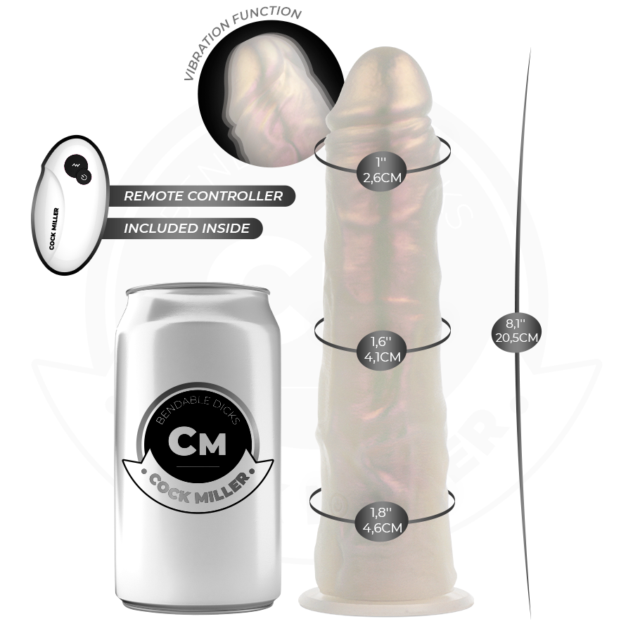 COCK MILLER - DILDO SILICONA 20,5 CM , LUCES Y VIBRACIÓN CON CONTROL REMOTO - Imagen 2