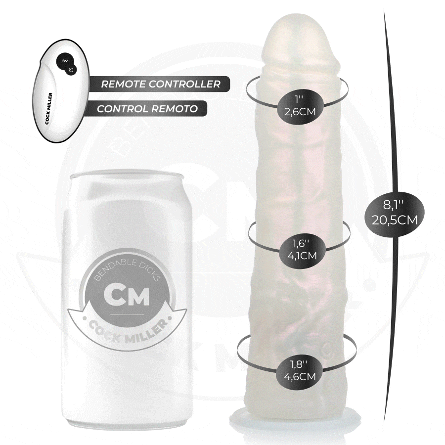 COCK MILLER - DILDO SILICONA 20,5 CM , LUCES Y VIBRACIÓN CON CONTROL REMOTO - Imagen 9