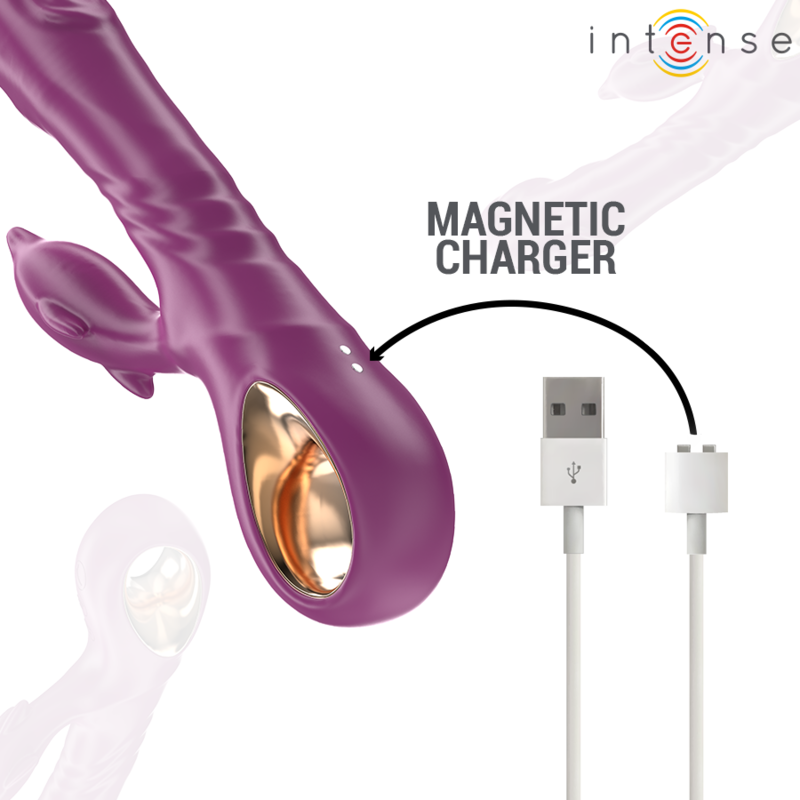 INTENSE - HALLE VIBRADOR MULTIFUNCIÓN CON LENGUA ESTIMULADORA EN FORMA DE DELFÍN MORADO - Imagen 7