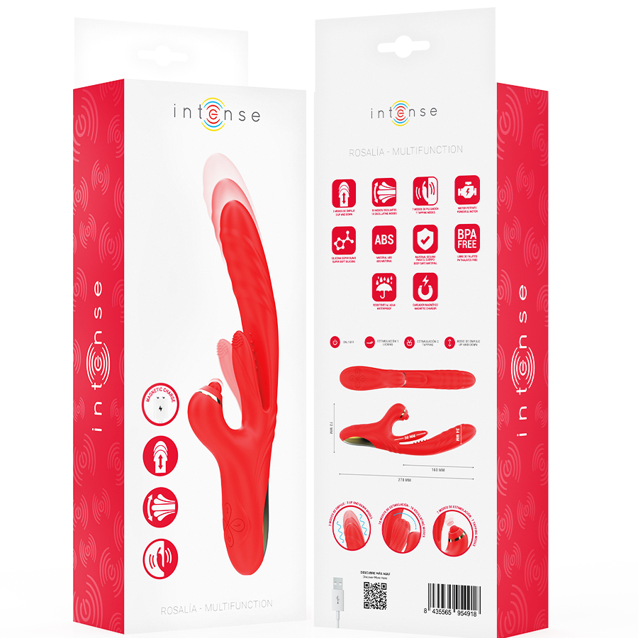 INTENSE - ROSALIA VIBRADOR MULTIFUNCIÓN 3 EN 1 ROJO - Imagen 8