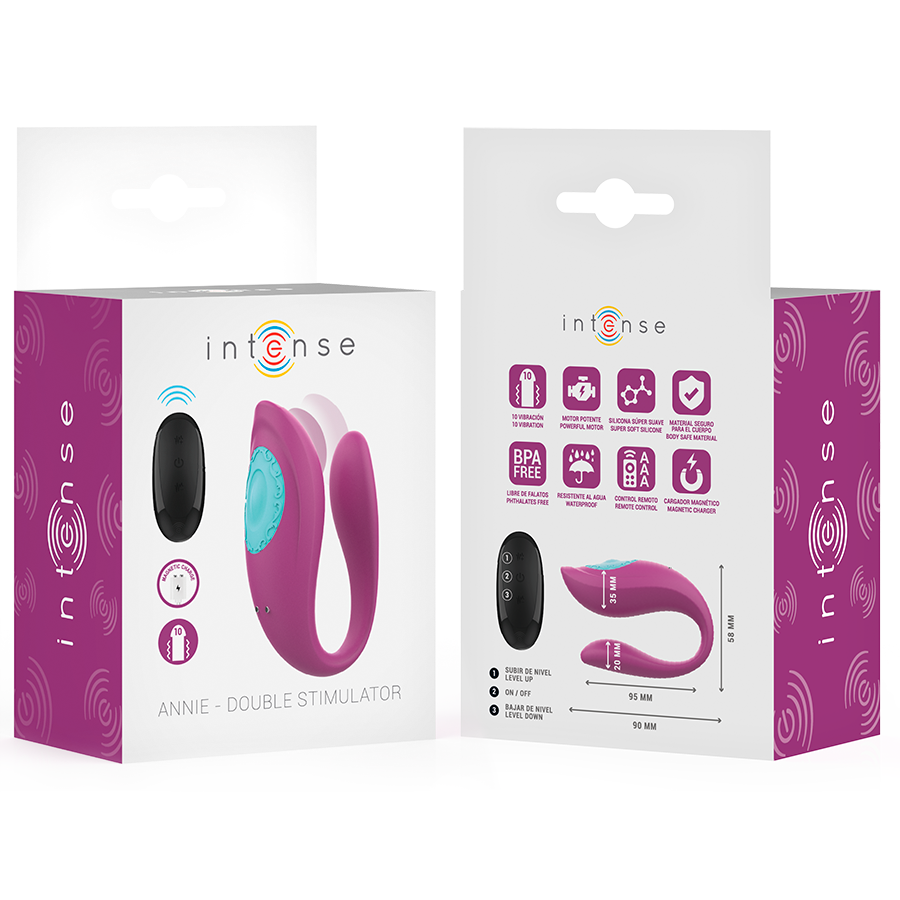 INTENSE - ANNIE ESTIMULADOR & VIBRADOR FORMA DE U MORADO CONTROL REMOTO - Imagen 8