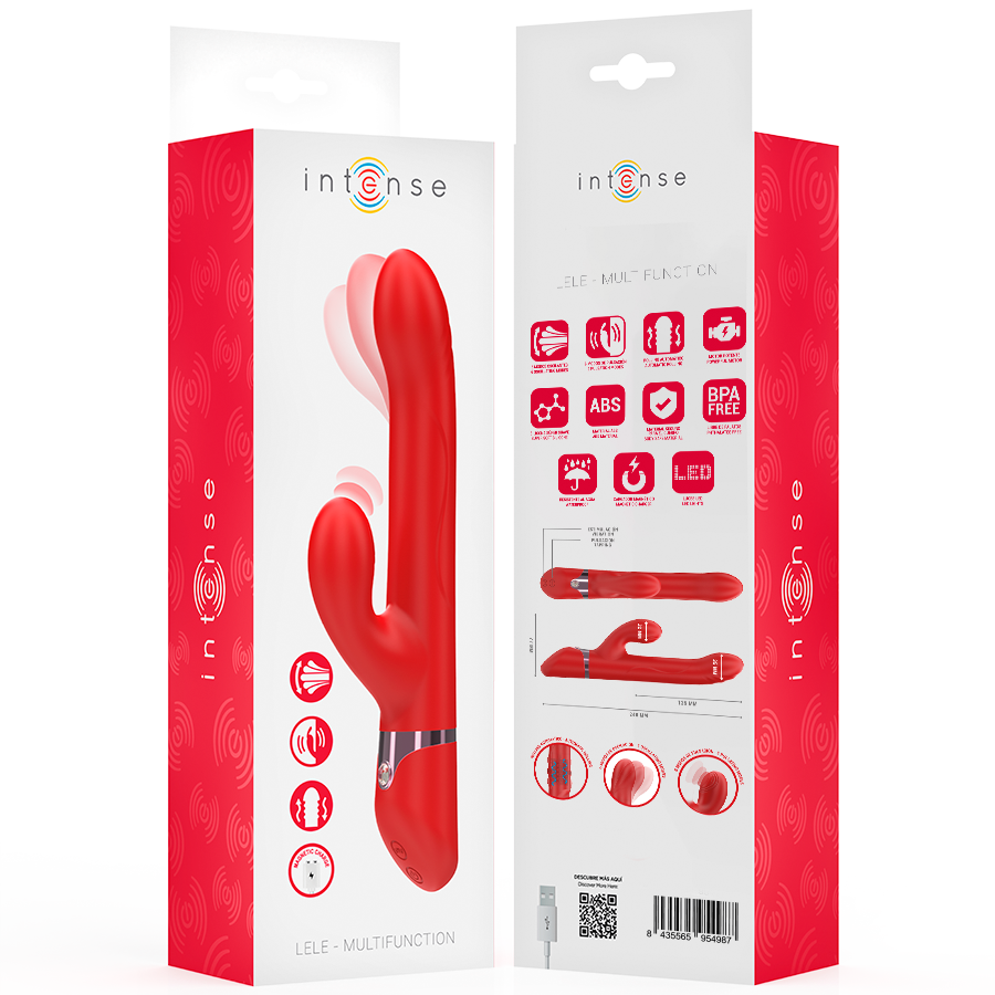 INTENSE - LELE VIBRADOR MULTIFUNCIÓN ROTATORIO & OSCILACIÓN & ESTIMULACIÓN ROJO - Imagen 8