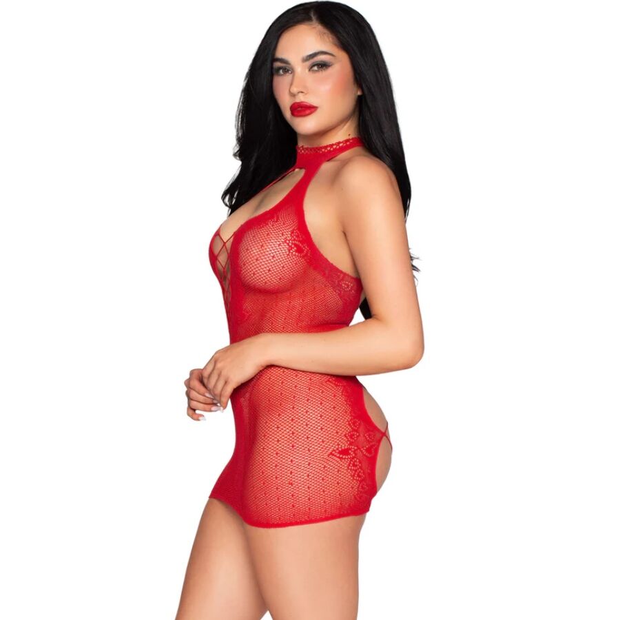 LEG AVENUE - 81675 MINI VESTIDO HALTER ROJO - TALLA ÚNICA - Imagen 4