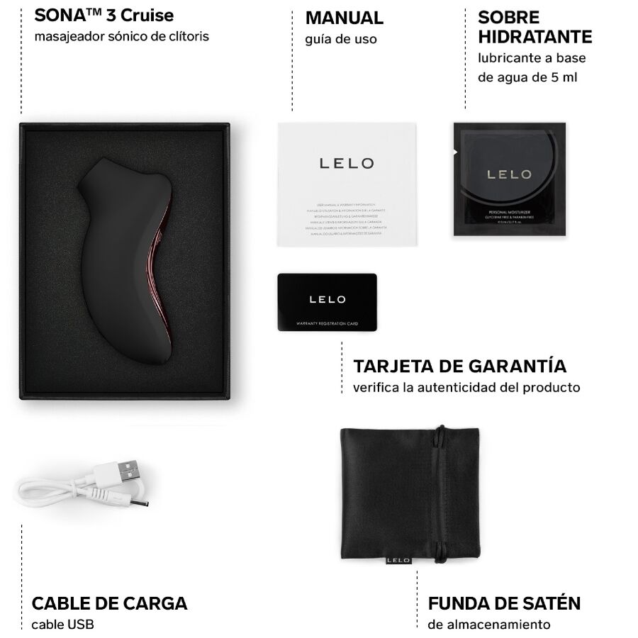 LELO - SONA 3 CRUISE MASAJEADOR SÓNICO DE CLÍTORIS NEGRO - Imagen 2