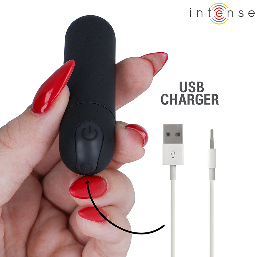 INTENSE - KAREN MINI BALA VIBRADORA 10 MODOS RECARGABLE NEGRO - Imagen 5