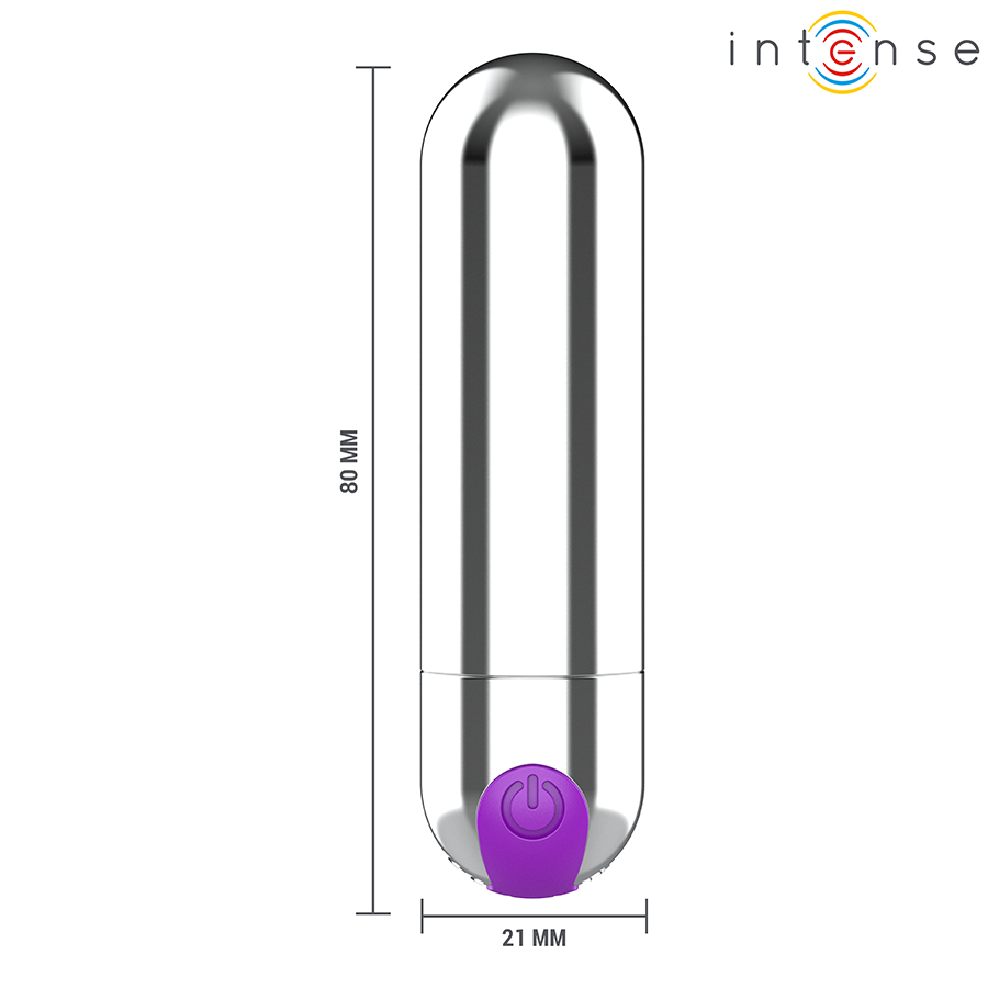INTENSE - KAREN MINI BALA VIBRADORA 10 MODOS RECARGABLE PLATEADO - Imagen 7