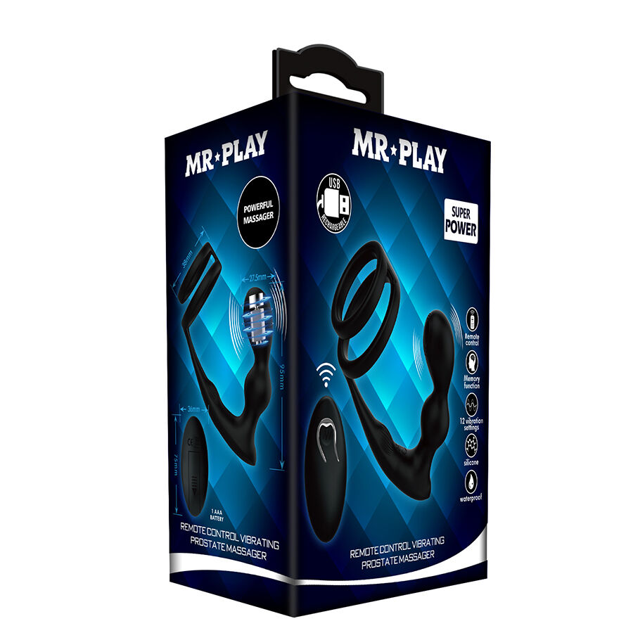 MR PLAY - ANILLO PARA PENE CON PLUG ANAL CON VIBRACIÓN CONTROL REMOTO - Imagen 6