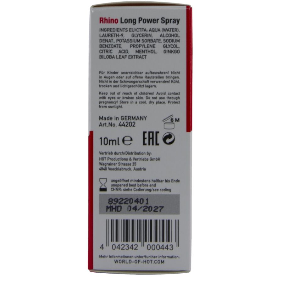 HOT - RHINO LONG POWER SPRAY 10 ML - Imagen 5