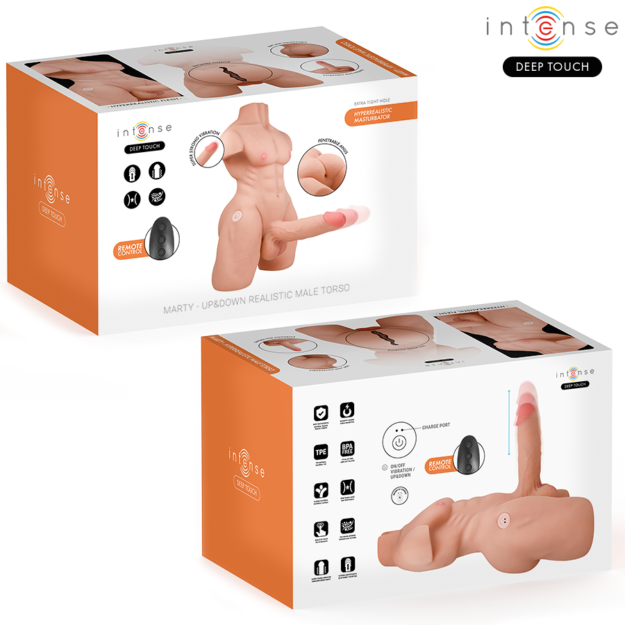 INTENSE DEEP TOUCH - MARTY TORSO CON ANO Y DILDO REALÍSTICO CON EMPUJE Y VIBRACIÓN CONTROL REMOTO 6.2 KG - Imagen 7