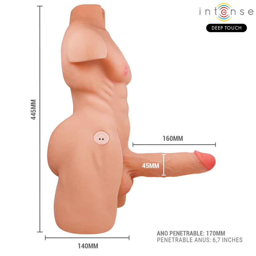 INTENSE DEEP TOUCH - MARTY TORSO CON ANO Y DILDO REALÍSTICO CON EMPUJE Y VIBRACIÓN CONTROL REMOTO 6.2 KG - Imagen 9