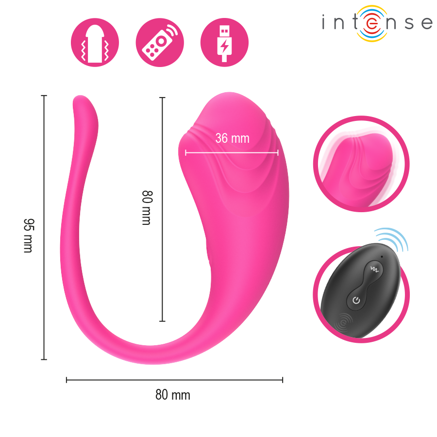 INTENSE - OLIVIA HUEVO VIBRADOR ROSA CONTROL REMOTO - Imagen 6