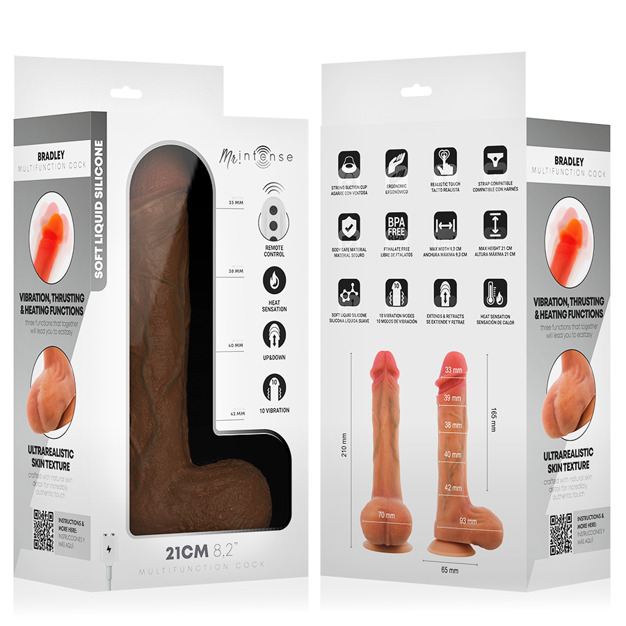 MR INTENSE - BRADLEY DILDO VIBRADOR SILICONA CON EFECTO CALOR Y CONTROL REMOTO 21 CM -Ø- 4.2 CM - Imagen 8