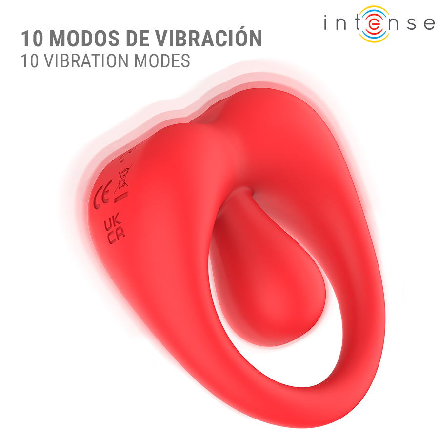 INTENSE - RUSSELL ANILLO VIBRADOR CON ESTIMULACIÓN DE CLÍTORIS ROJO - Imagen 8