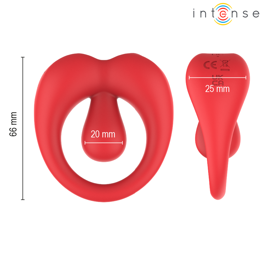 INTENSE - RUSSELL ANILLO VIBRADOR CON ESTIMULACIÓN DE CLÍTORIS ROJO - Imagen 7