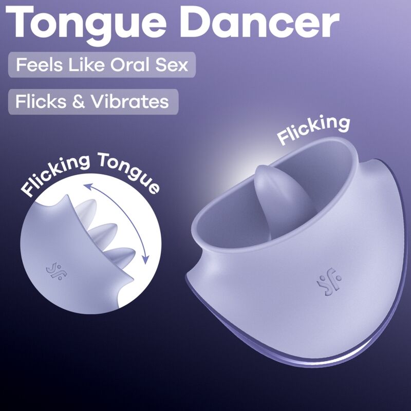 SATISFYER - TONGUE DANCER ESTIMULADOR CLITORIANO CON VIBRACIÓN Y PULSACIONES LILA - Imagen 6