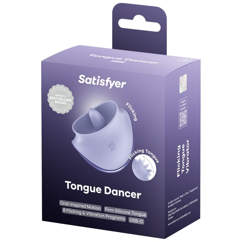 SATISFYER - TONGUE DANCER ESTIMULADOR CLITORIANO CON VIBRACIÓN Y PULSACIONES LILA - Imagen 5