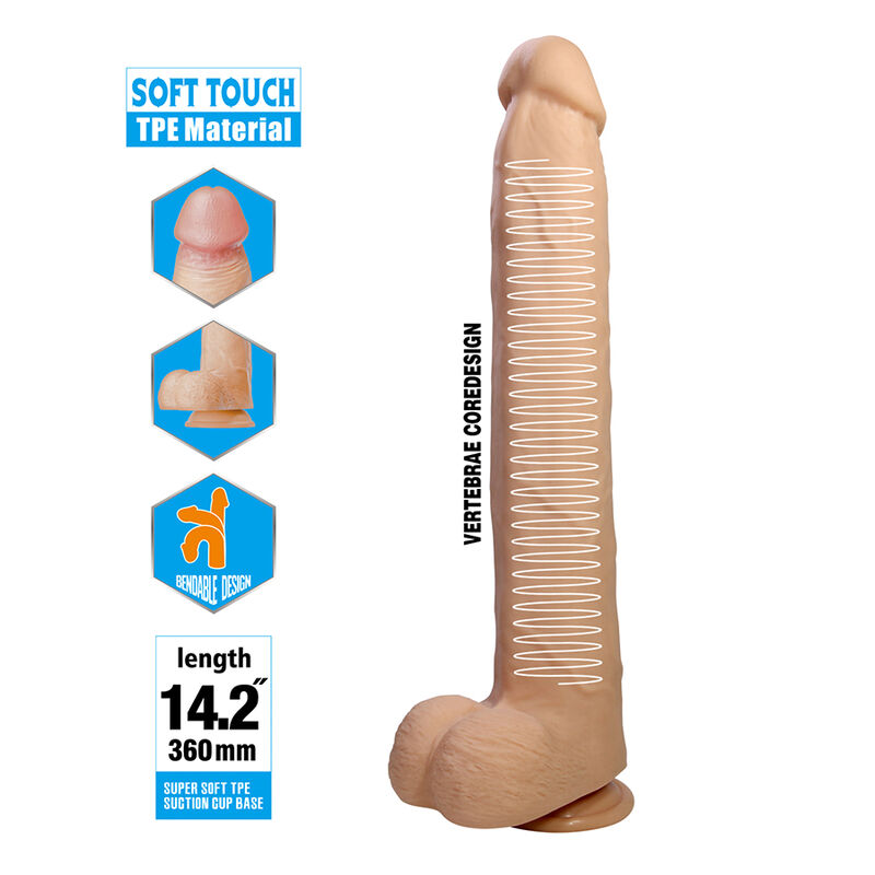 PRETTY LOVE - DANY DILDO REALÍSTICO FLEXIBLE CON VENTOSA 36 CM -Ø- 5,6 CM - Imagen 3
