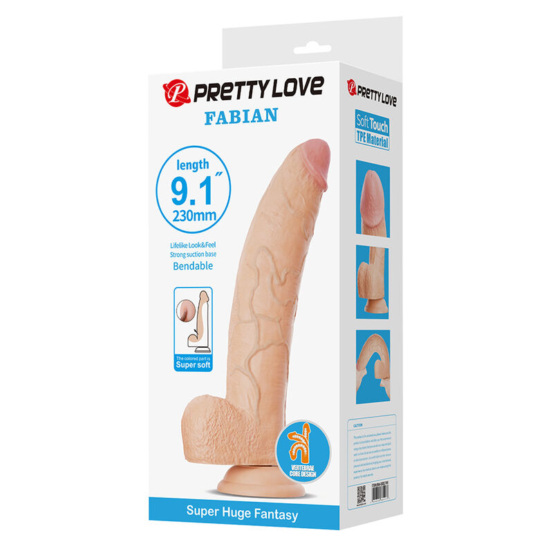 PRETTY LOVE - FABIAN DILDO FLEXIBLE CON VENTOSA CARNE - Imagen 3