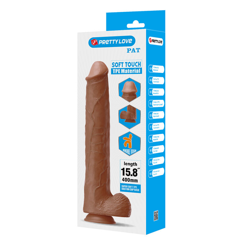 PRETTY LOVE - PAT DILDO REALÍSTICO FLEXIBLE CON VENTOSA 40 CM -Ø- 6 CM MARRÓN - Imagen 5