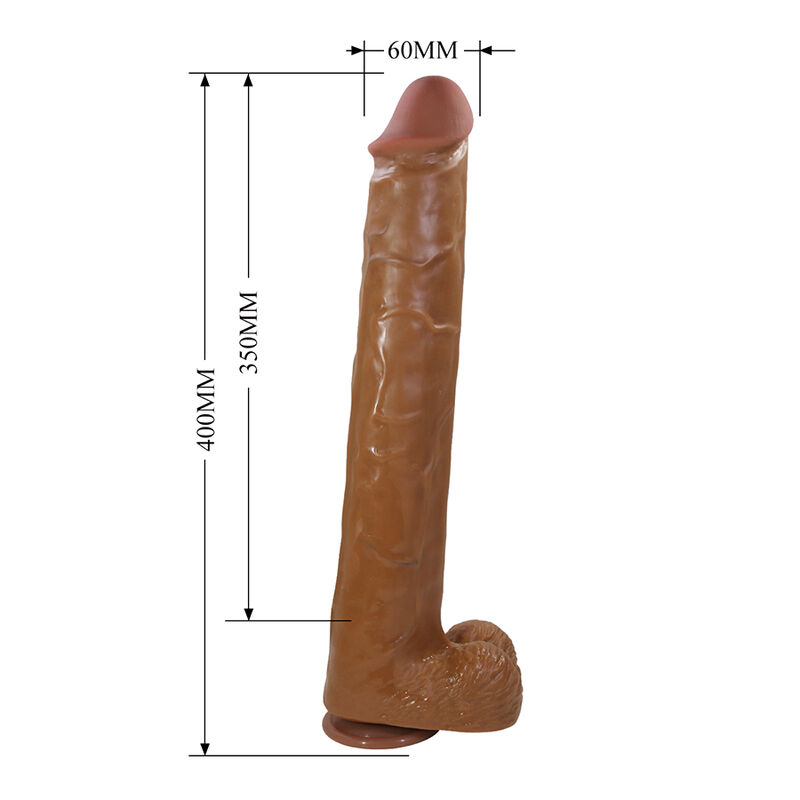 PRETTY LOVE - PAT DILDO REALÍSTICO FLEXIBLE CON VENTOSA 40 CM -Ø- 6 CM MARRÓN - Imagen 6